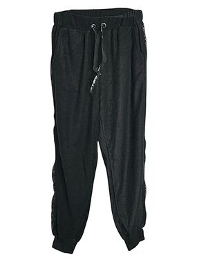 Emma & Sam Black With Sheer Fishnet Side‎ Panel Jogger Sweatpants